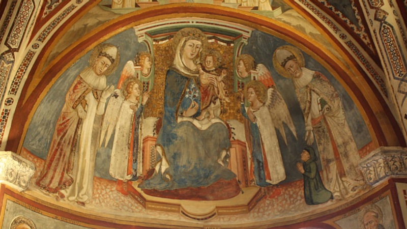 Vergine e bambino tra due angeli - Sacro Speco, Subiaco